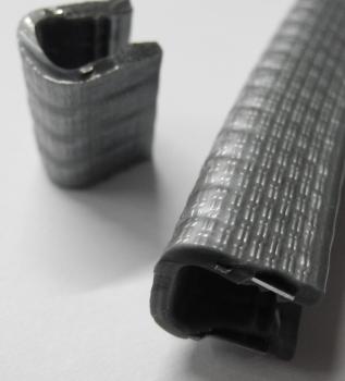 Kantenschutzprofil aus Weich-PVC, Klemmprofil 6-8mm., Maße 13,5x14,5mm. in der Farbe graualuminium