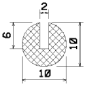 Preview: Rundprofil 10x10mm – Klemmbereich 2mm – EPDM