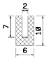 Preview: Moosgummi U-Profil – Fassungsprofil /Kantenschutzprofil 10x6mm – Klemmbereich 2mm – EPDM