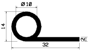 Fahnenprofil - Notenprofil 32x2,0/Kugel 14mm – EPDM