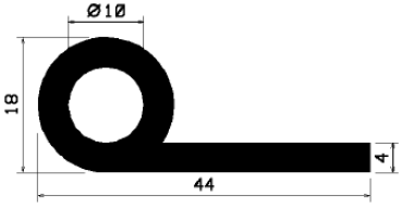 Fahnenprofil - Notenprofil 44x4/Kugel 18mm – EPDM