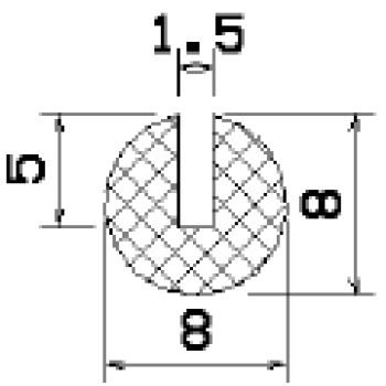 Rundprofil 8x8mm – Klemmbereich 1,5mm – EPDM