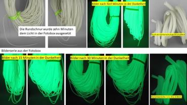 Fluoreszierende Rundschnur 3mm grün nachleuchtend - nachts leuchtend