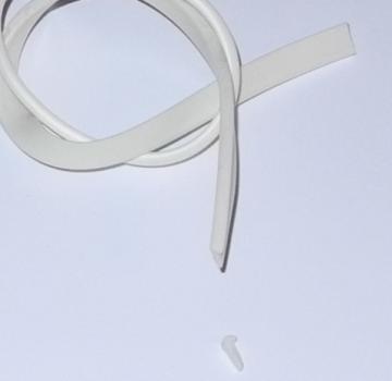 PVC-Kederband Farbe reinweiß, Gesamthöhe 8,5mm Länge der Fahne 6,5mm Stärke der Fahne 1,7mm