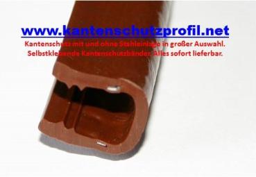 Kantenschutzprofil Weich-PVC, Klemmprofil 6-8,5mm Maße 13x15mm Farbe Nußbraun