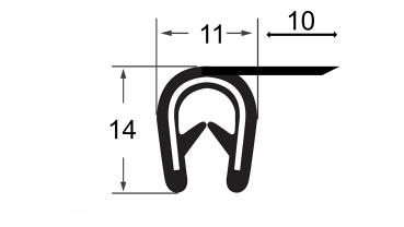 Kantenschutzprofil mit Stahleinlage für 4,5-6,0mm Bleche mit Dichtlippe seitlich Farbe signalschwarz