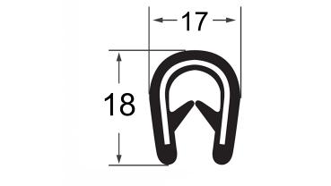 PVC-Kantenschutz mit Stahleinlage, Klemmbereich 10-12mm, 18x17mm