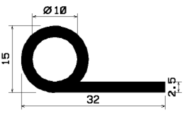 Fahnenprofil - Notenprofil 32x2,5/Kugel 15mm – EPDM