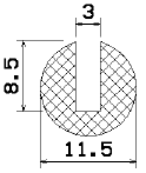 Rundprofil 11,5 x 11,5 mm – Klemmbereich 3mm – EPDM