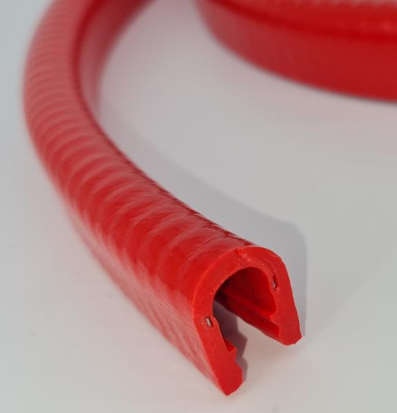 PVC Kantenschutzprofil mit Stahleinlage, Klemmbereich 6-8mm, Feuerrot