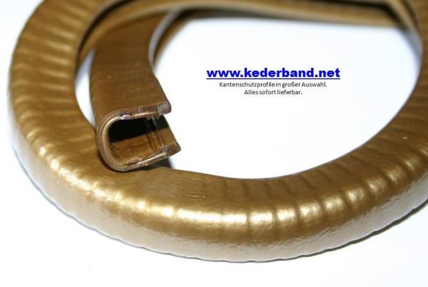 Kantenschutzprofil Weich-PVC, Klemmprofil 6-8,5mm. Maße 13x15mm Farbe Gold