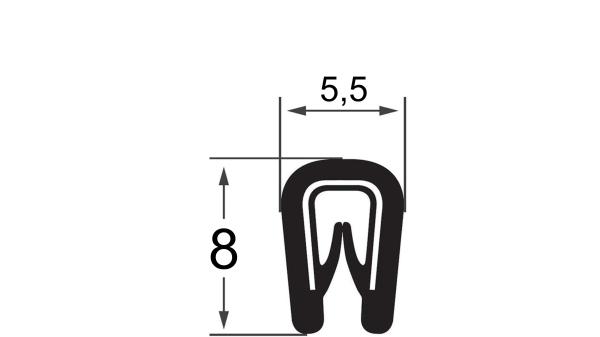 Kantenschutzprofil mit Metallklemmband Farbe Achatgrau Klemmbereich 0,8-2mm HxB 8x5,5mm