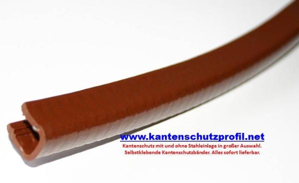 Kantenschutzprofil Weich-PVC, Klemmprofil 6-8,5mm Maße 13x15mm Farbe Nußbraun