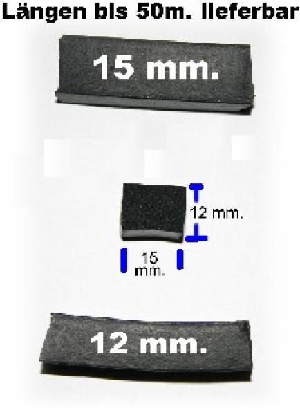 Moosgummiprofil, EPDM, 12x15mm.