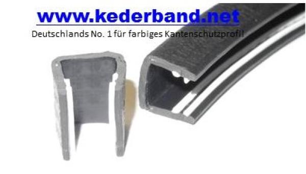 Kantenschutz mit Stahleinlage schwarz für 2-4mm Materialstärke mit  Dichtlippe seitlich - Kantenschutzprofil & Kederband