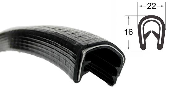 Kantenschutz mit Stahleinlage, Klemmbereich 10-13mm, 16x22mm, schwarz